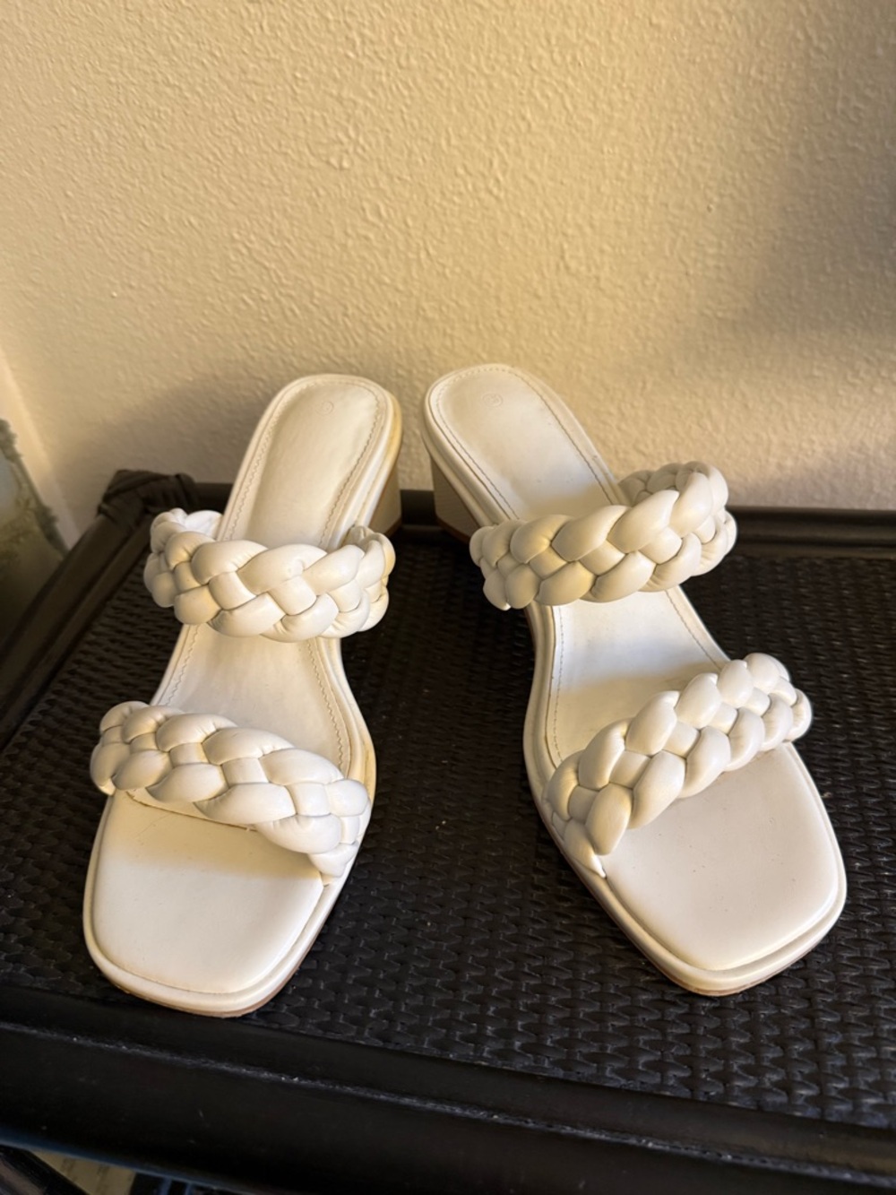 White Braided Strap Women's Slide Sandals